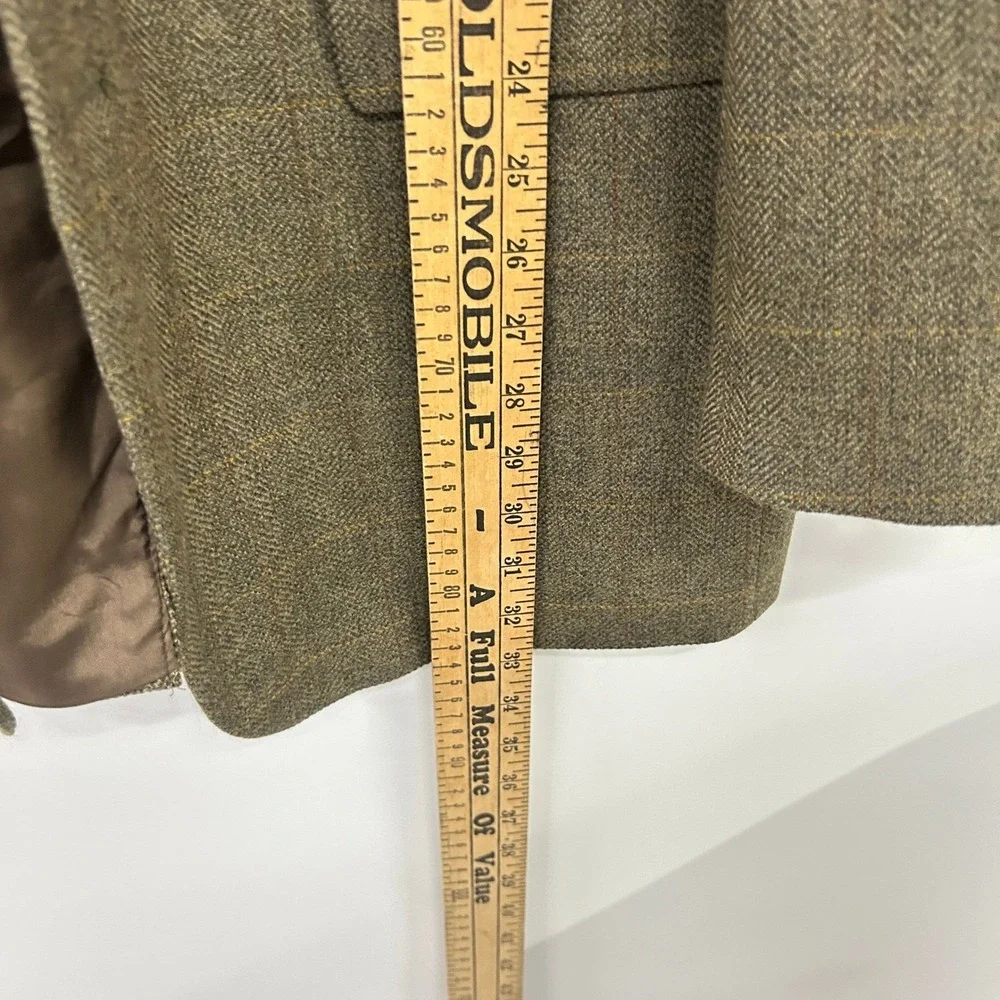 Chaps Ralph Lauren Wool Windowpane Blazer 42 Tall Brown Dark Academia Professor‎